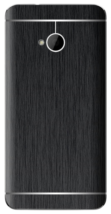 HTC One M7 3D Aufkleber / Sticker für Rückseite - Gebürsteter Stahl - schwarz